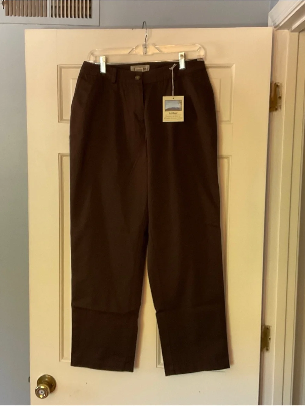 L.L. Bean Wrinkle Resistant Curvy Fit Cotton Pants Brown Size 10P Petite NWT